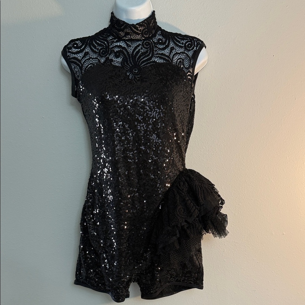 Elegant Black Lace Sequin Dress EUC M